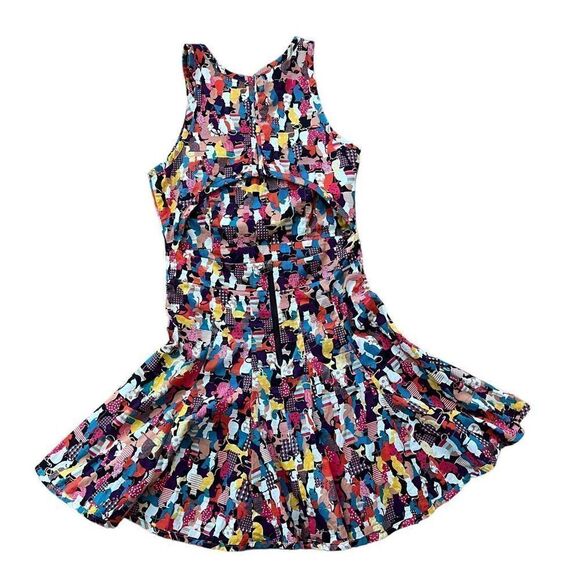 Dress To Allover Cat Print Cut Out Fit and Flare Dress Size M Made in Brazil - Picture 3 of 15